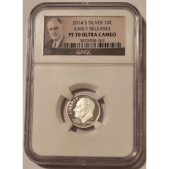 2014 S Silver Roosevelt Dime Proof PF70 UC NGC ER Portrait Label - Picture 1 of 2